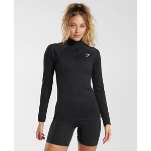 Gymshark TRAINING 1/4 ZIP Regular Fit Black Gym Athleisure Loungewear M Casual